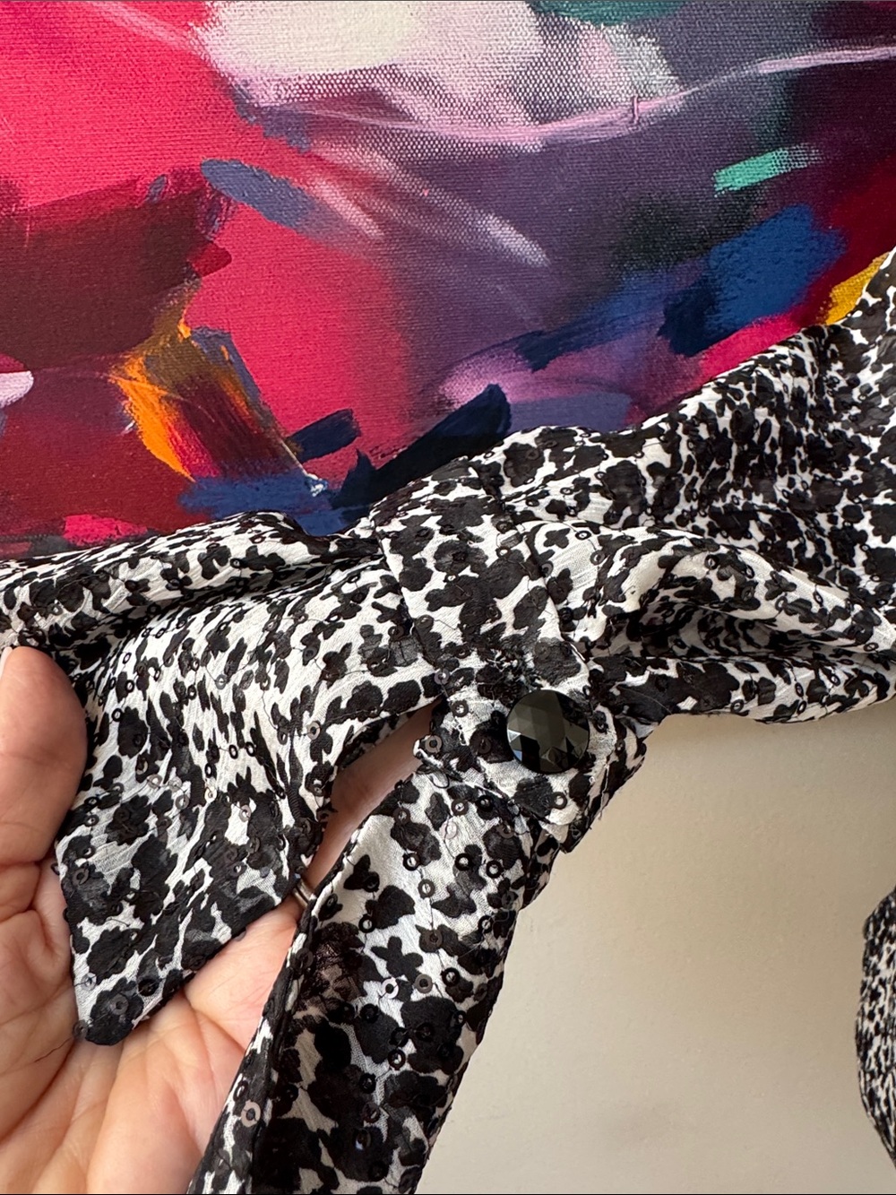 Fendi Black and White Sequin Floral blouse - Picture 5 of 8
